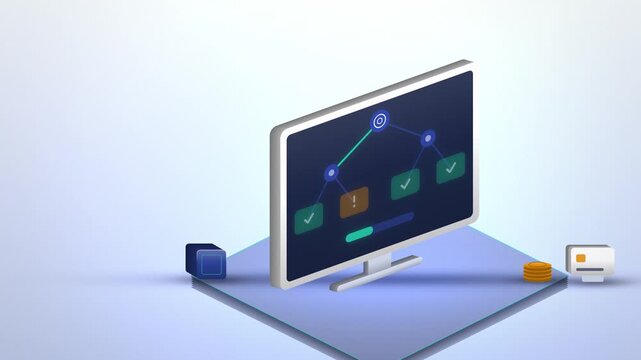 Payment decision tree with approve and review angled view
