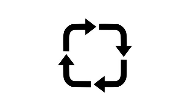 Black circular arrow loop icon symbolizing rotation process refresh repeat reload motion isolated on white background