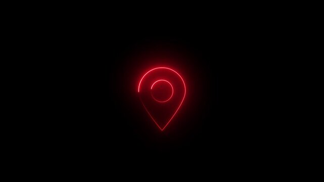 Red location pin icon animation on chroma key background, location icon animation. gps map pointer pulse animation.