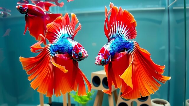 Siamese Fish Beautiful Silk Tail Amazing Exotic Tropical Fish