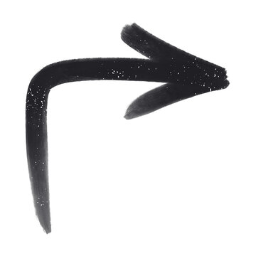 Handcrafted felt tip pen arrow turned right for urban clothing graphics and modern street art poster layouts isolated on transparent background