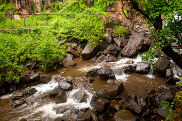 Beautiful waterfall in forest. © CRSHELARE