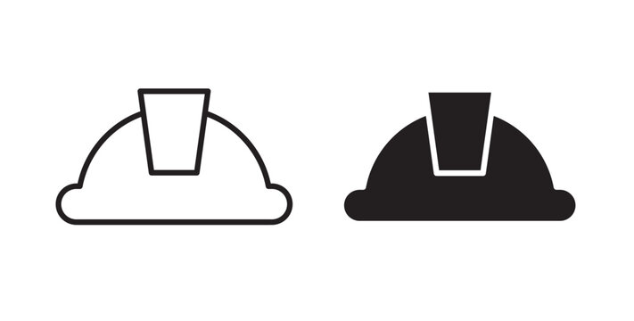 Safety helmet icon flat outline in black