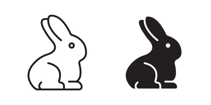 Rabbit icon flat outline in black