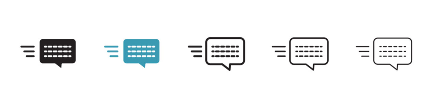 Quick Message icon flat outline in black