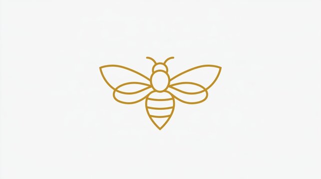 Minimal gold line-art bee emblem centered on a clean, pale background with generous copy space