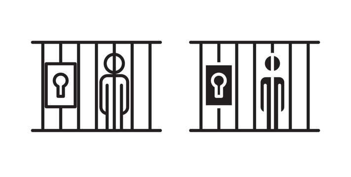 Jail icon flat outline in black