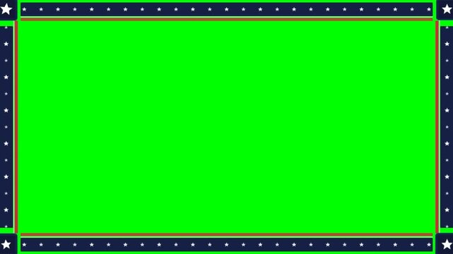 Chroma key green screen template with star and stripe border decoration