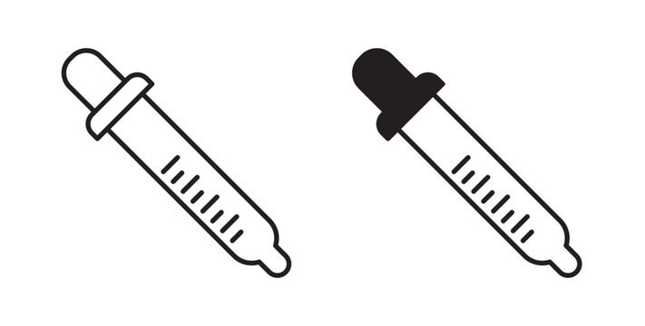 Eye dropper icon flat outline in black