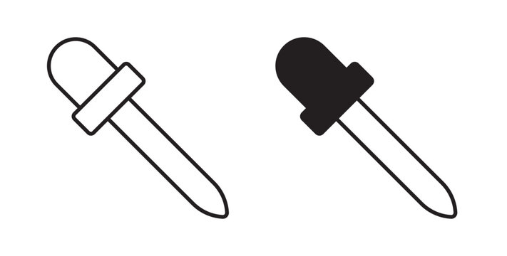 Eye dropper icon flat outline in black