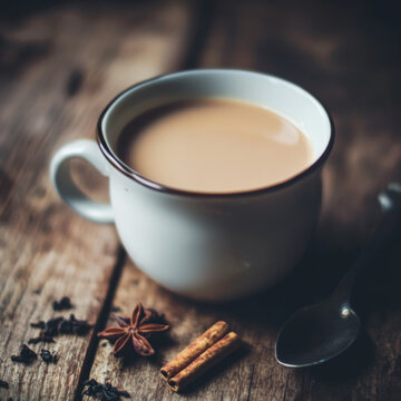 Cup of chai tea with spices