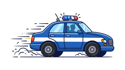 Isolated Police Car Illustration with Flashing Lights © tuhhf