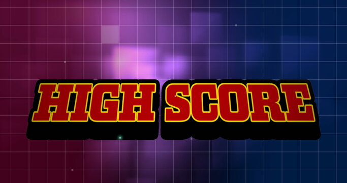 Retro video game screen displaying High Score in bold, vibrant letters