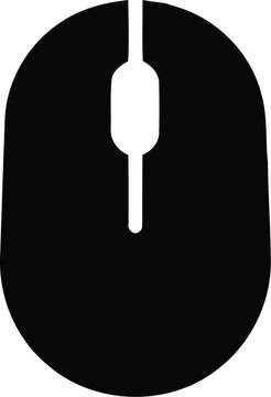 Minimalist black mouse cursor icon with white scroll button