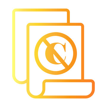 Public Domain and Copyright Free Document Icon in Modern Yellow to Orange Line Gradient Style, Representing Creative Commons Zero, No Copyright, and Open Source Licenses for Digital Content.