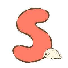 背景透過のもっちり手描きイラスト　アニマルアルファベット　S　アザラシ © hiyokomame