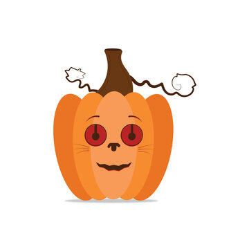 Cute Spooky Pumpkin Jack O Lantern Character Isolated on White Background