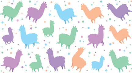 Pastel llama silhouettes with scattered polka dots in a seamless pattern vector illustration © MDSHAJAHAN