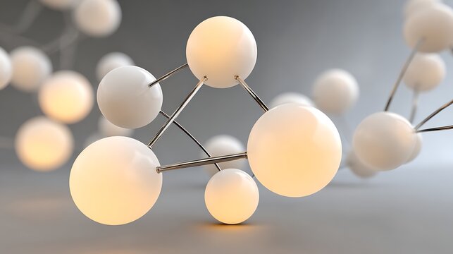 White Spheres Connected in Molecular Structure 3d Render Representing Scientific Concepts And Chemistry Bonds