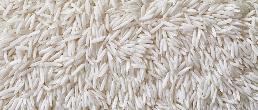 Full Frame Texture of Raw White Basmati Rice Background