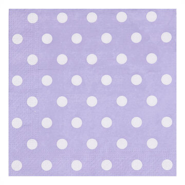 Purple polka dot napkin showing paper texture
