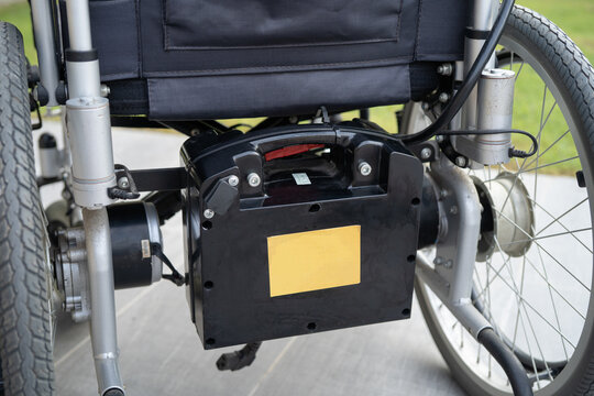 Battery power electric wheelchair increased mobility for disability or elderly patient.