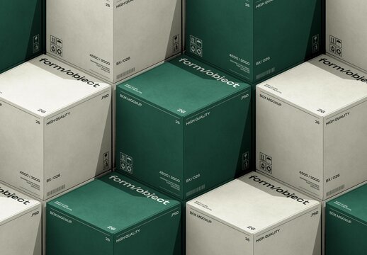Cube Stack Boxes Layout Mockup For Branding And Packaging Design