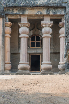 Amba-Ambika group of caves, a rock-cut caves of The Manmodi or Manmukud Caves complex, an unfinished Chaitya-cave and a number of ruined cells and viharas, Junnar, Pune, Maharashtra, India.
