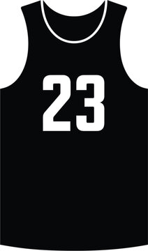 Basketball jersey number twenty three icon, sports singlet black silhouette vector symbol isolated