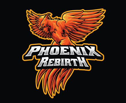 Phoenix Fire Bird Mascot Logo Illustration