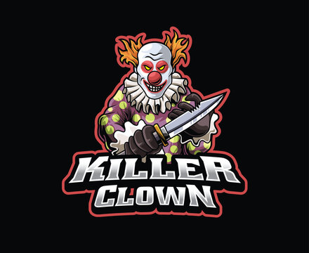 Killer Clown Horror Mascot Logo Illustration