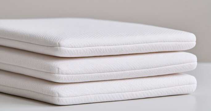 Stacked White Mattress Toppers On Neutral Surface