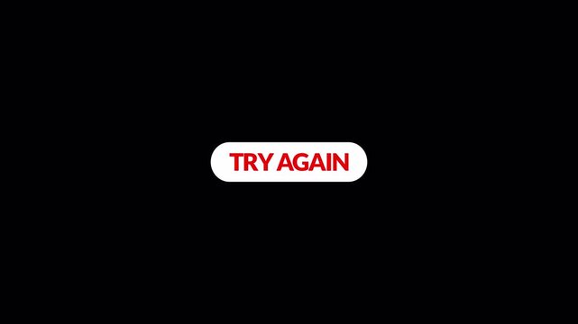 Animated try again text animation on transparent background in 4K animation with alpha channel text animation try again