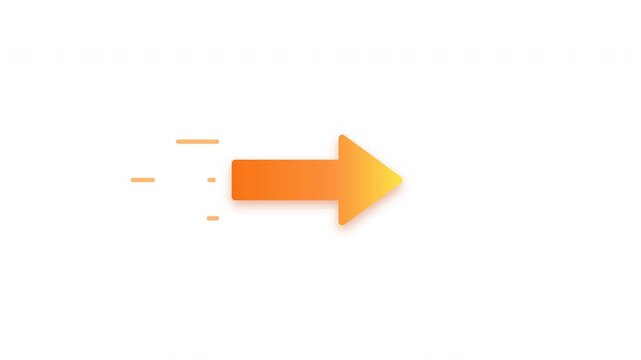 Animated orange gradient arrows moving forward on white background
