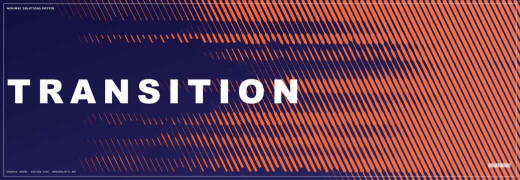 Abstract geometric transition background, orange and navy blue diagonal halftone line pattern banner, modern dynamic speed motion vector wallpaper