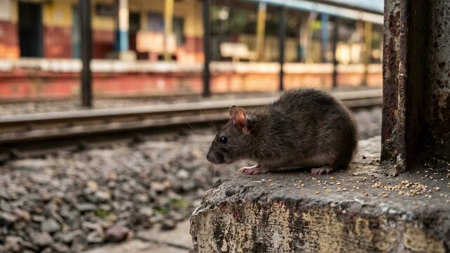 rat close up at a railway station in mumbai india video