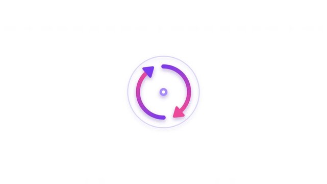 Purple and pink gradient circular loading arrow icons on white