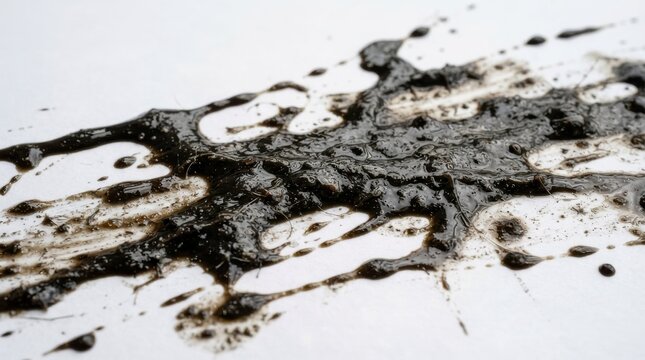 Dark mud smear on white surface