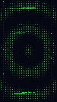 Futuristic green digital code interface glowing on dark screen
