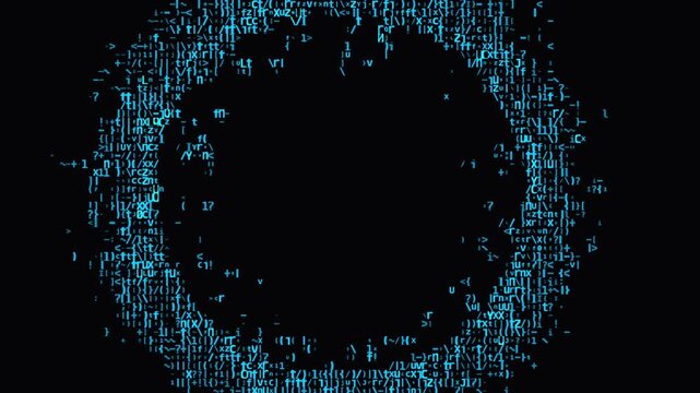 Abstract Blue Digital Data Code Characters Technology Background