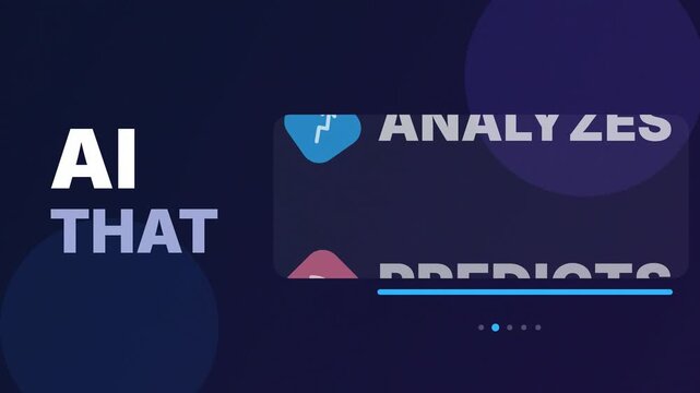 Artificial intelligence capabilities in writing analysis prediction and automation concept for AI technology presentation kinetic title animation