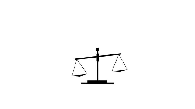 Minimalist scales of justice animation, legal concept and fair judgment symbol balance