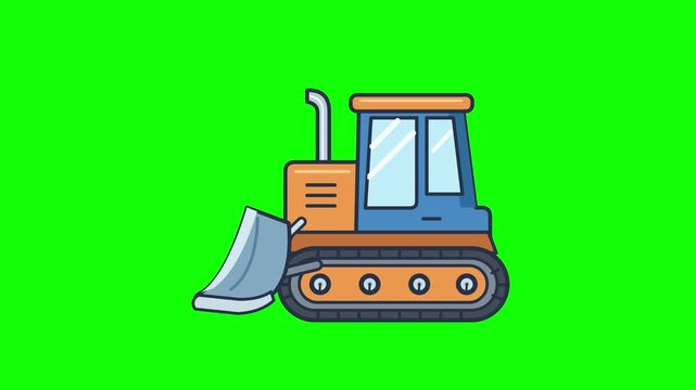 Orange Bulldozer Moving and Raising Blade