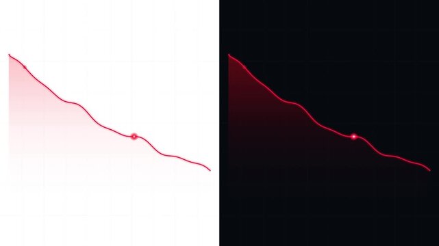 Red line financial market downtrend graph animation economic loss and stock market crash concept chart