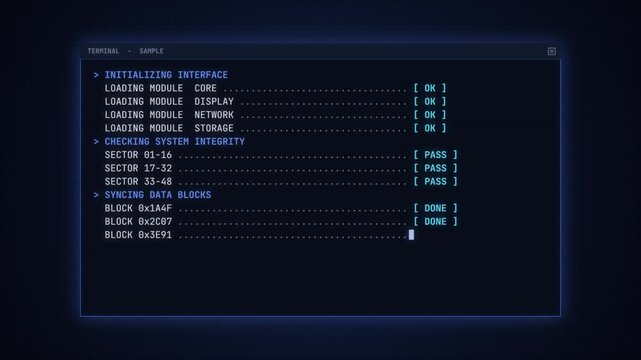 Access granted message after a terminal boot sequence loads modules and an authentication bar fills