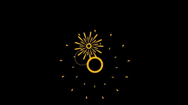Eye catching neon circle burst explosion with glowing geometric lines, sparkling fireworks and shiny ellipse blast motion graphics loop for celebration events on black background 4k video