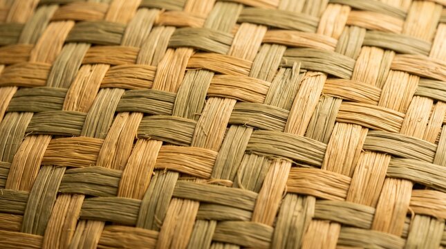 Close-up of woven raffia texture creating an intricate pattern for backgrounds