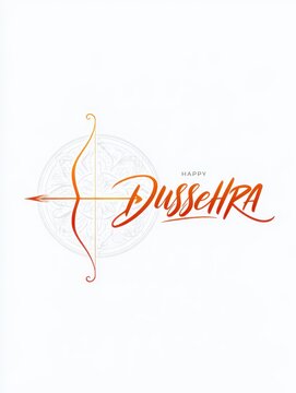 Happy Dussehra Greeting Card and Sticker Design with Stylish Text and Arrow Bow on Mandala White Background.