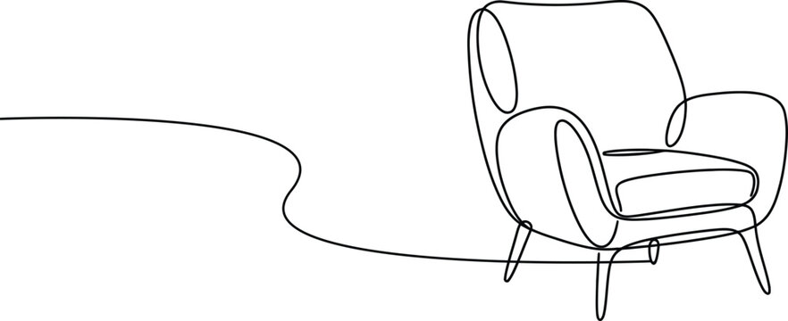 Continuous one line drawing of a comfortable modern armchair Vector