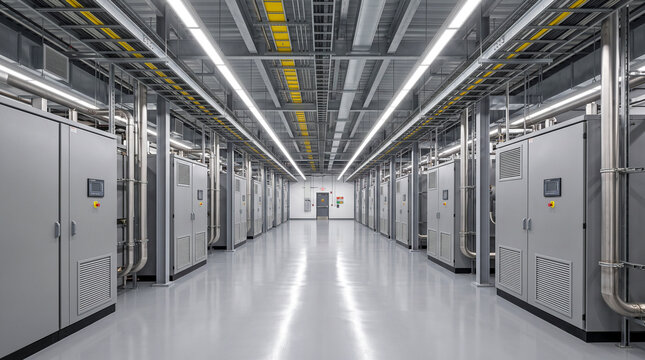 Data Center Liquid Cooling CDU Piping Gallery and Electrical Cabinets